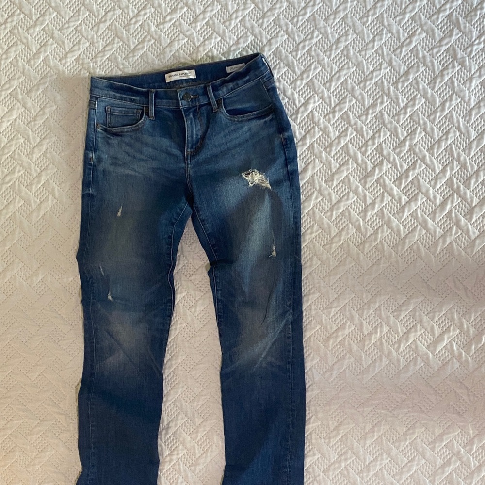 Banana Republic Women’s Size 25 Dark Blue Distressed Skinny Jeans